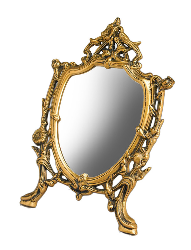 12 Inch Tall Brass Table Mirror Main image