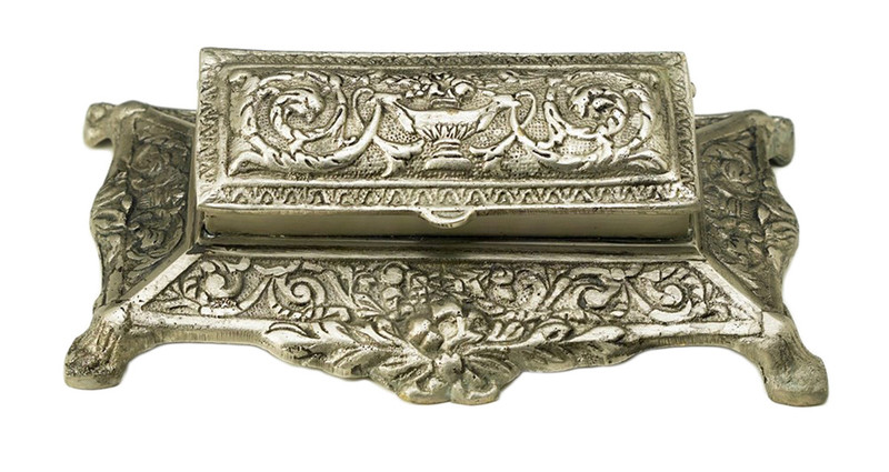 5 Inch Square Pewter Finish Stamp Box Main image
