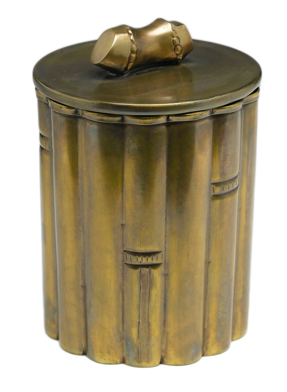 7 Inch Tall Brass Bamboo Design Box With Lid Main image