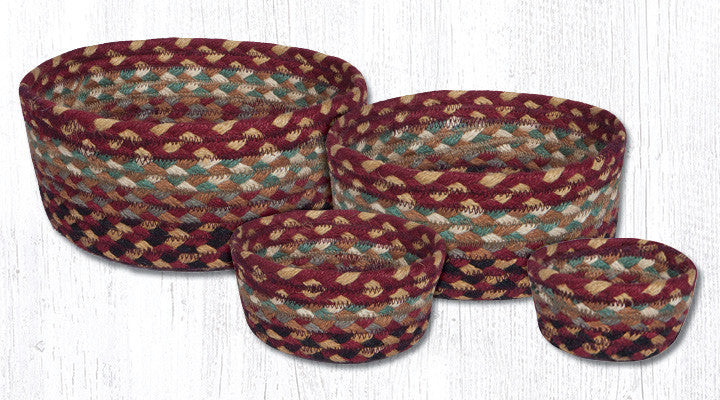 Earth Rugs CB-357 Burgundy / Gray / Cream Casserole Baskets Set of 4 Main image
