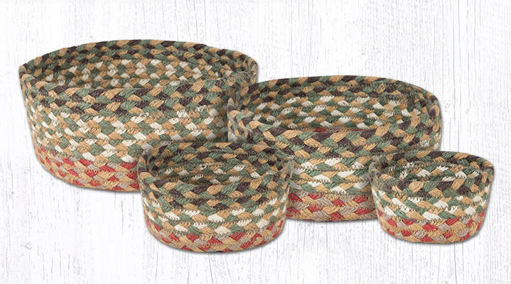 Earth Rugs CB-24 Olive / Burgundy / Gray Casserole Baskets Set of 4 Main image