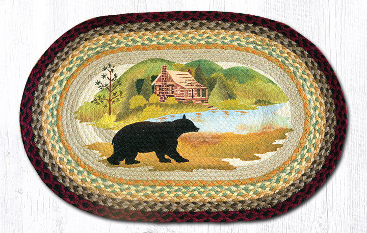 Earth Rugs OP-395 Cabin Bear Oval Patch 20" x 30" Main image
