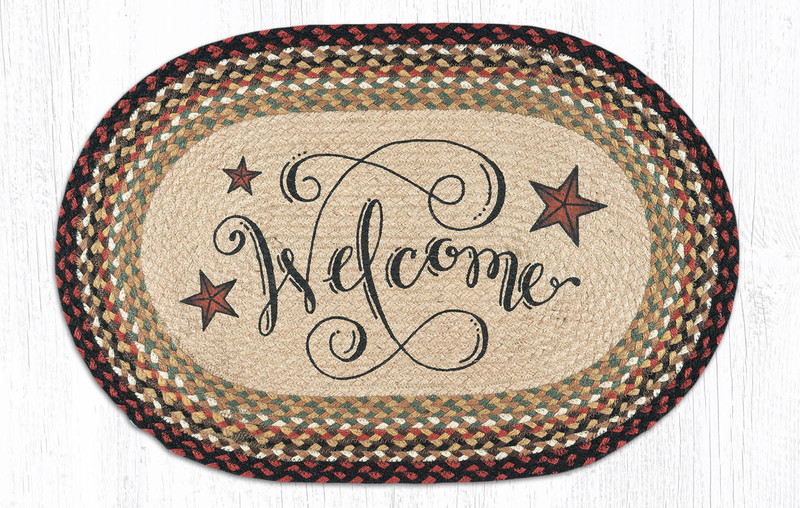 Earth Rugs OP-319 Welcome Barn Stars Oval Patch 20" x 30" Main image