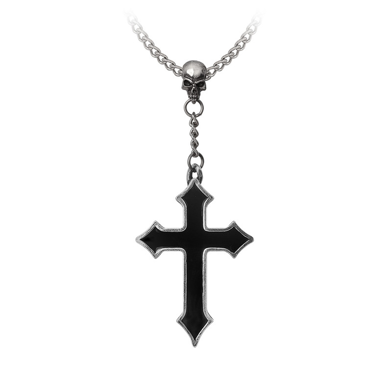Alchemy Gothic Black Enamel Osbourne`s Cross Necklace Main image