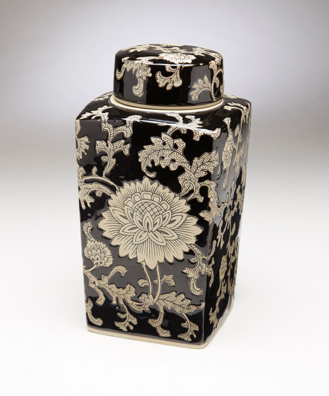 AA Importing 59820 12 Inch Square Brown & Cream Jar Main image