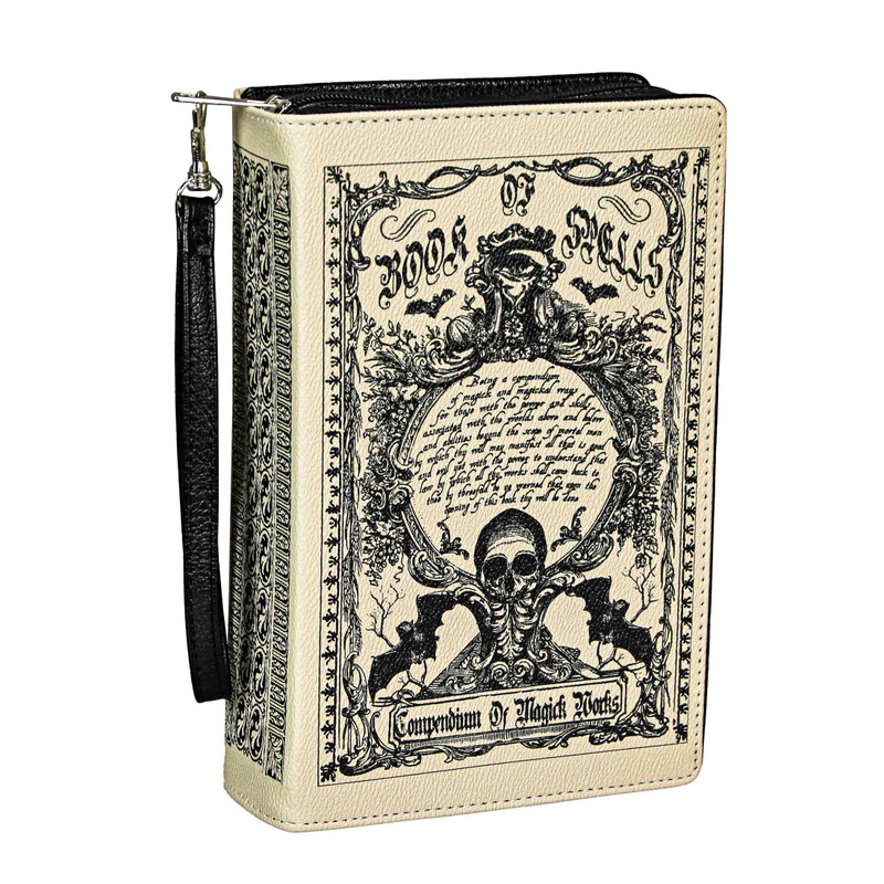 Cream Vinyl Magick Spell Compendium Book Handbag Novelty Crossbody Bag Main image