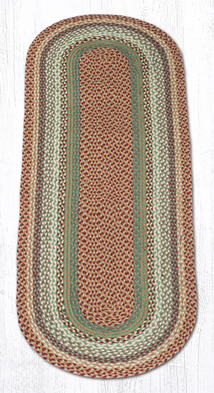 Earth Rugs C-413 Buttermilk / Cranberry Oval Braided Rug 2 Feet X 6 Feet Main image