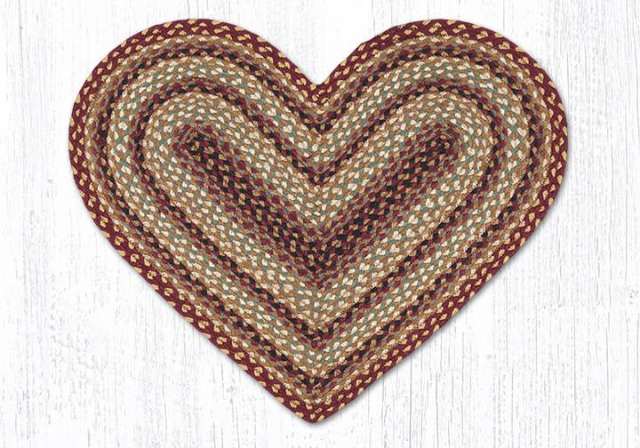 Earth Rugs C-357 Burgundy / Gray / Cream Heart Braided Rug 20" x 30" Main image