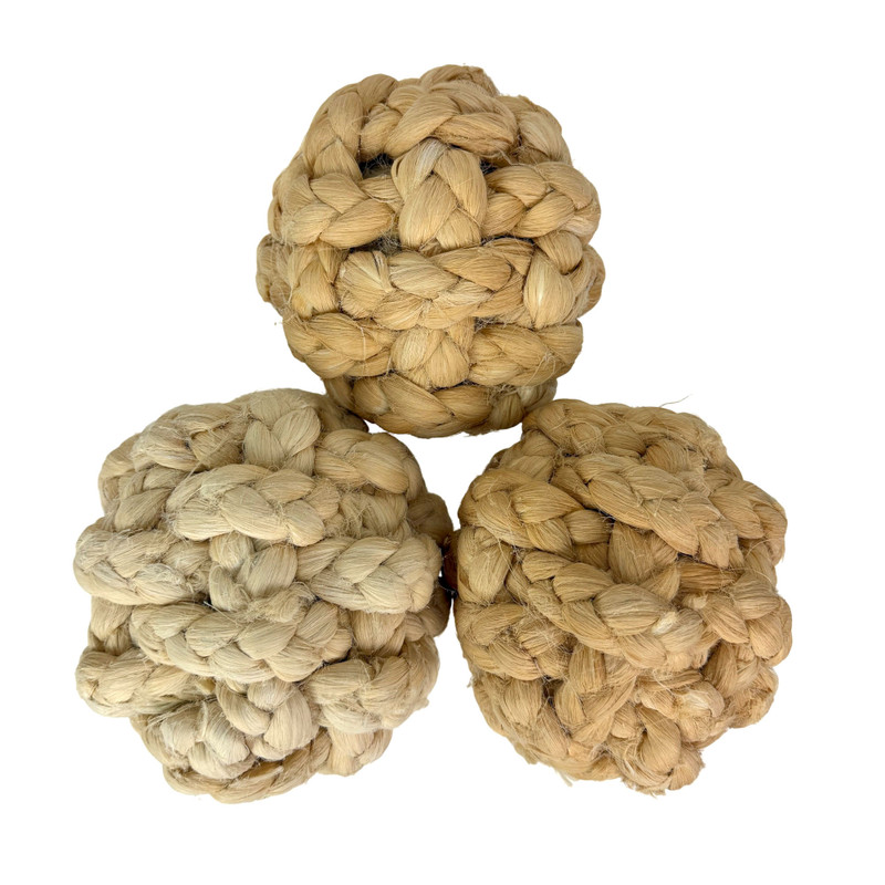 Set of 3 Decorative Jute Orbs 6 in Braided Rope Bowl Filler Balls Main image