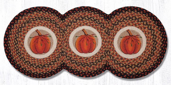 Earth Rugs TCP-222 Harvest Pumpkin Printed Tri Circle Runner 15" x 36" Main image