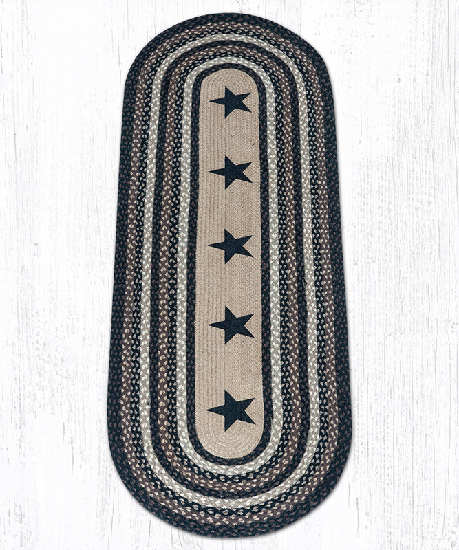 Earth Rugs OP-313 Black Stars Oval Patch 2 Feet X 6 Feet Main image
