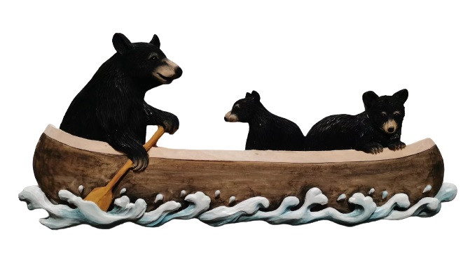 Bear Family in Canoe Wall Art – 32" x 14" Main image
