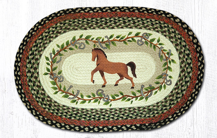 Earth Rugs OP-427 Horse Oak Leaf Oval Patch 20" x 30" Main image