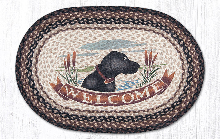 Earth Rugs OP-313 Welcome Dog Oval Patch 20" x 30" Main image