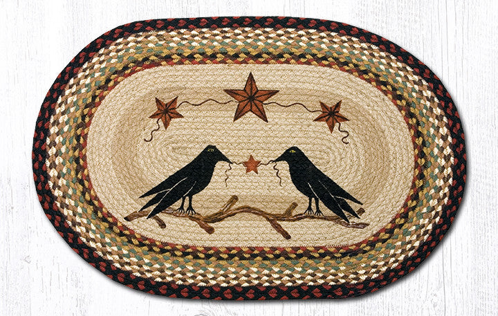 Earth Rugs OP-19 Crow & Barn Stars Oval Patch 20" x 30" Main image