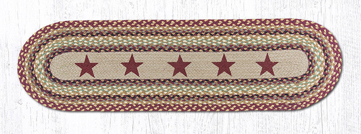 Earth Rugs OP-357 Burgundy Stars Oval Patch Runner 13" x 48" Main image
