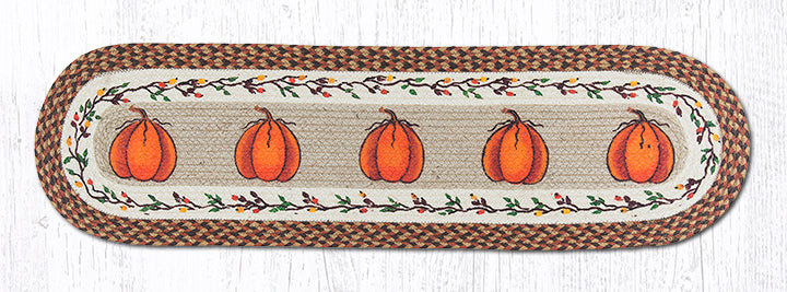 Earth Rugs OP-222 Harvest Pumpkin Oval Patch Runner 13" x 48" Main image