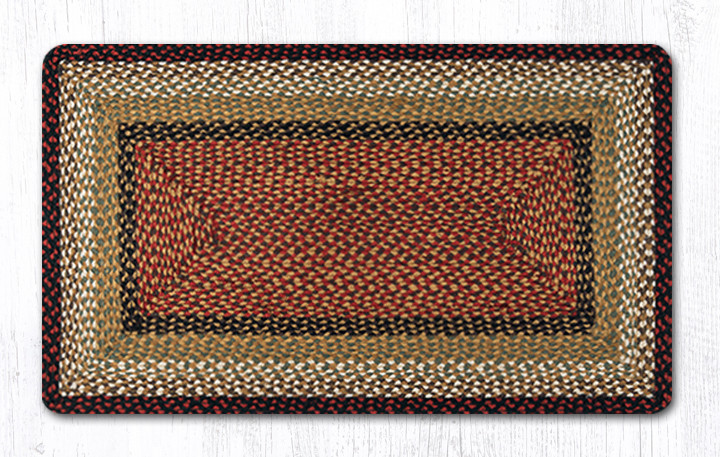 Earth Rugs RC-19 Burgundy / Mustard Oblong Braided Rug 27 Inch X 45 Inch Main image