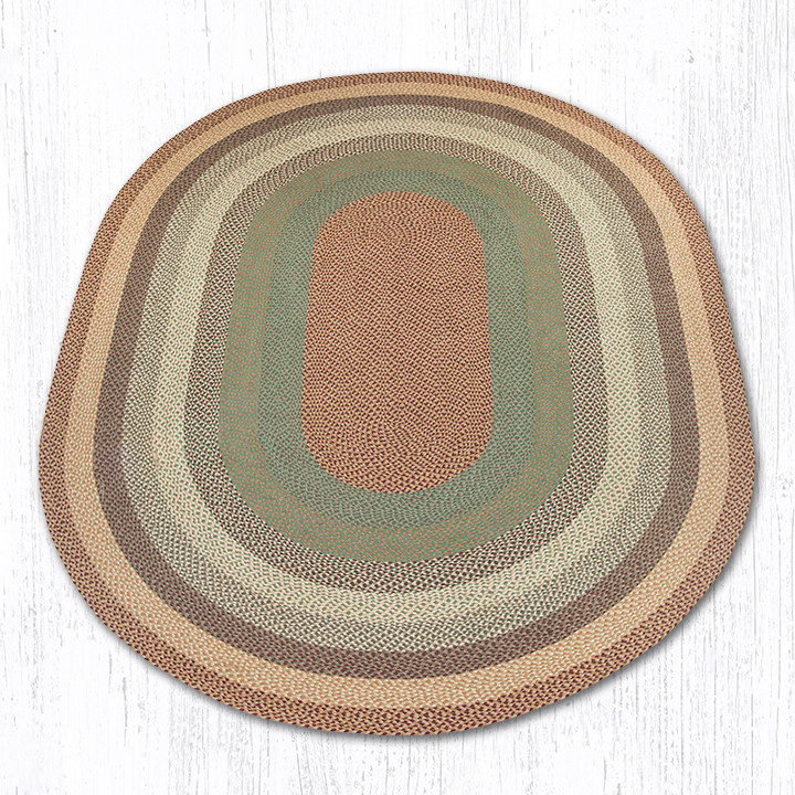 Earth Rugs C-413 Buttermilk / Cranberry Oval Braided Rug 8 Feet X 11 Feet Main image