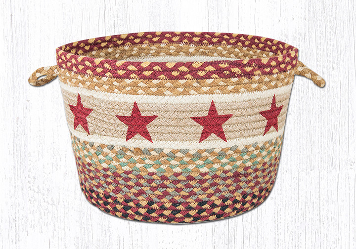 Earth Rugs UBP-357 Burgundy Star Printed Utility Basket 13 Inch X 9 Inch Main image