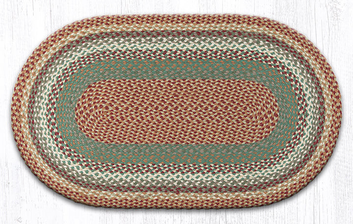 Earth Rugs C-413 Buttermilk / Cranberry Oval Braided Rug 27" x 45" Main image