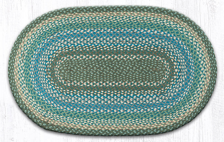 Earth Rugs C-419 Sage / Ivory / Settlers Blue Oval Braided Rug 27" x 45" Main image