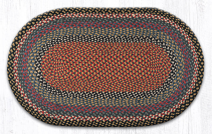 Earth Rugs C-43 Burgundy / Blue / Gray Oval Braided Rug 27" x 45" Main image
