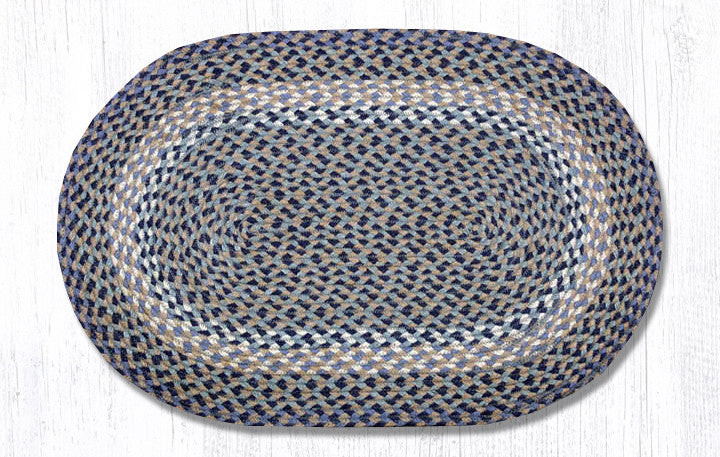 Earth Rugs C-05 Blue / Natural Oval Braided Rug 20" x 30" Main image