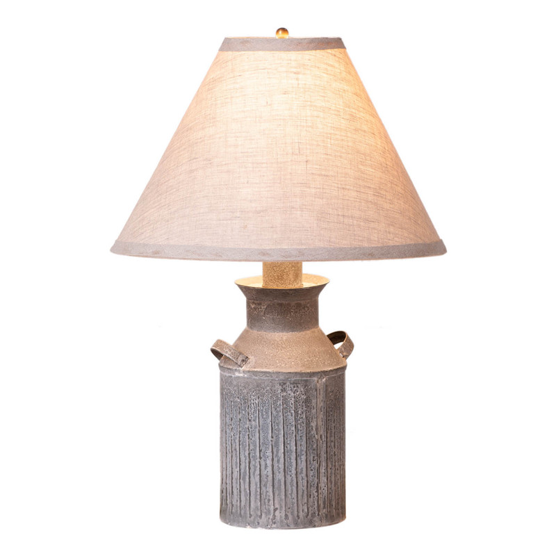 Irvins Country Tinware Milk Jug Lamp with Ivory Linen Shade Main image