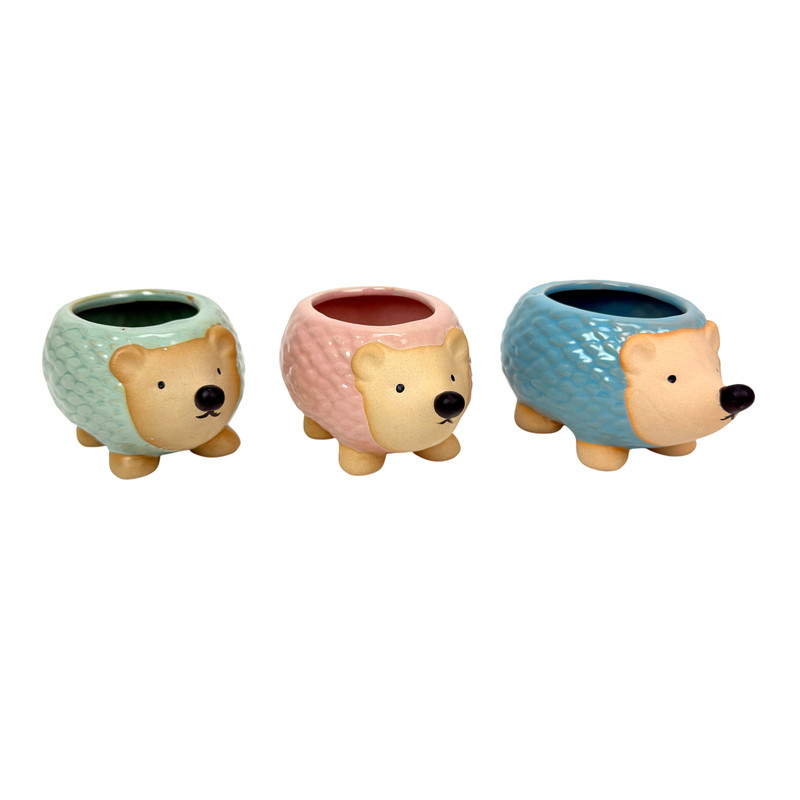 Animal-Themed Porcelain Planter Set of 3 Glazed Indoor Succulent Pots Main image