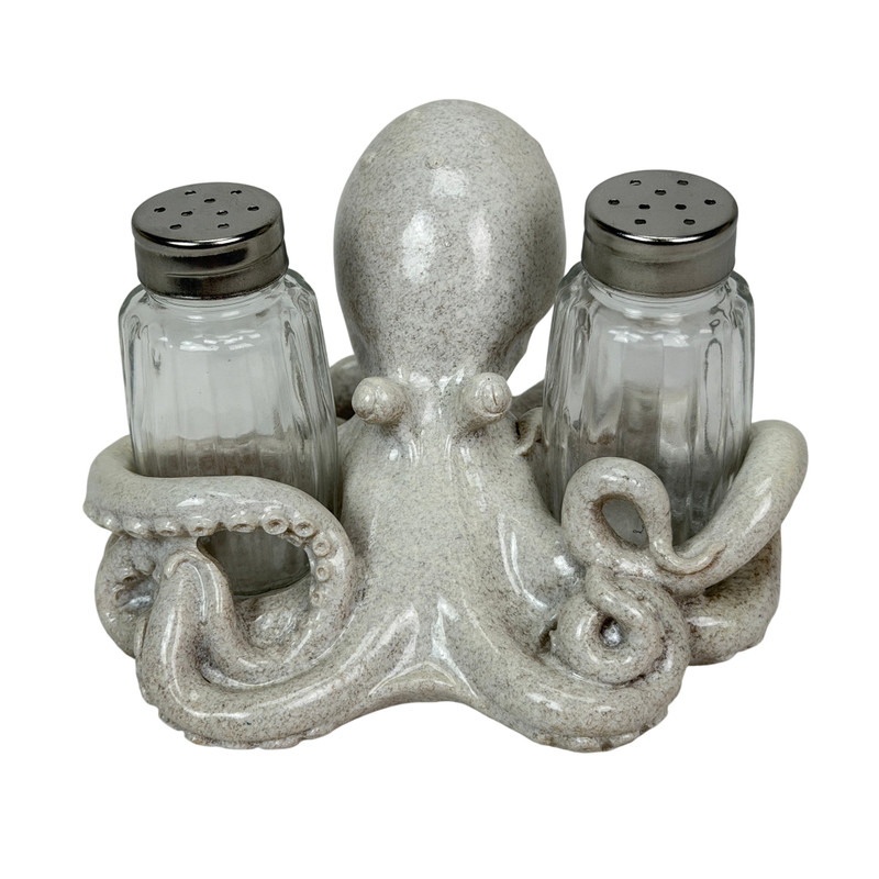 Coastal Resin Salt and Pepper Shaker Set with Two Glass Shakers Glossy Main image