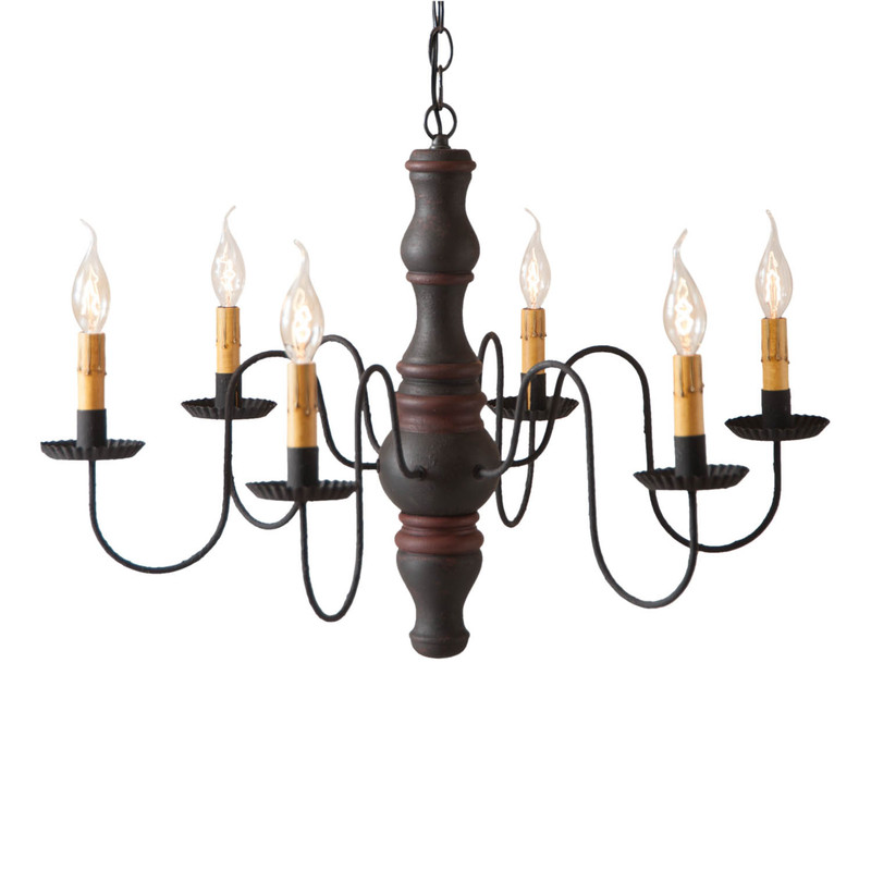 Gettysburg Chandelier in Hartford Black with Red Stripe Main image