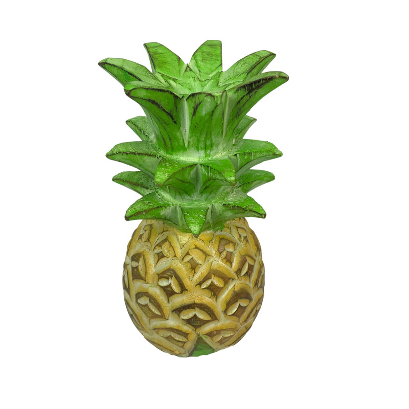 Hand-Painted Pineapple Sculpture – 9.75" High, Rustic Tropical Decor Accent Main image