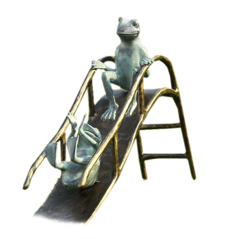 Bronze and Verdigris Finish Sliding Frogs Garden Statue Main image