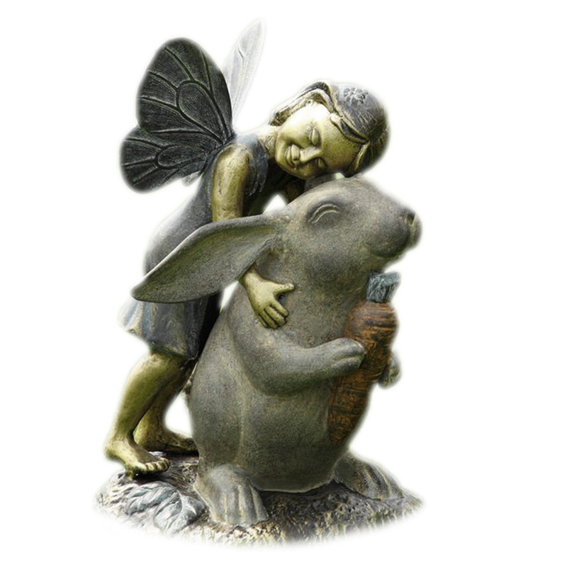 Adorable Fairy and Bunny Happiness Garden Statue Main image