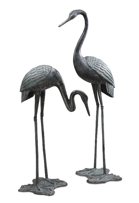 Large Garden Crane Pair Bird Statues Main image