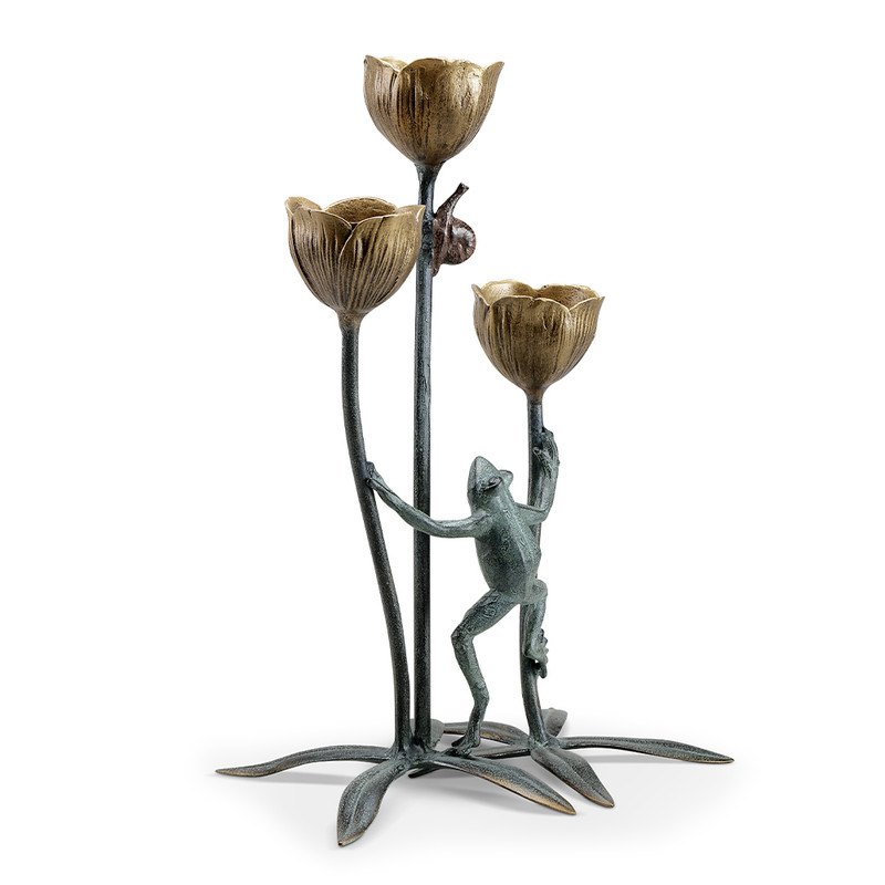 SPI Home Frog and Flower Trio Candleholder 18.5" x 12.0" x 9.0" Main image