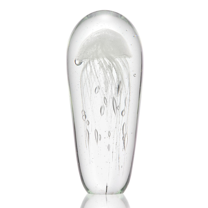 SPI Home AG White Jellyfish 12 Inch Glow in the Dark Glass Statue Main image