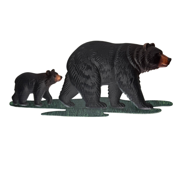 Metal Bear Wall Sculpture Rustic Black Bear Cub Wall Decor 15.25in Tall Main image