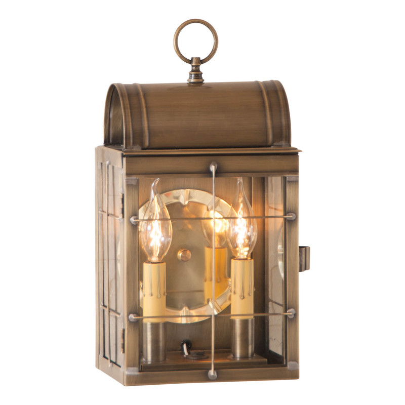 Irvin's Country Tinware Toll House Wall Lantern in Weathered Brass Main image