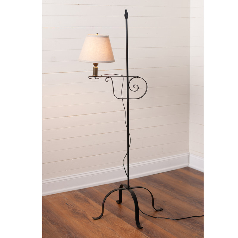 Adjustable Wrought Iron Floor Lamp 57in Dark Finish with Fabric Shade 3-Way Main image