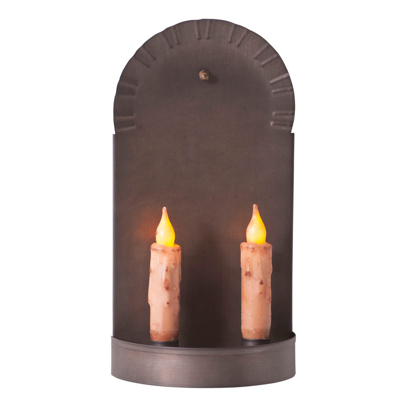 Colonial 2-Candle Metal Wall Sconce 11.5in Rustic Taper Candle Holder Indoor Main image