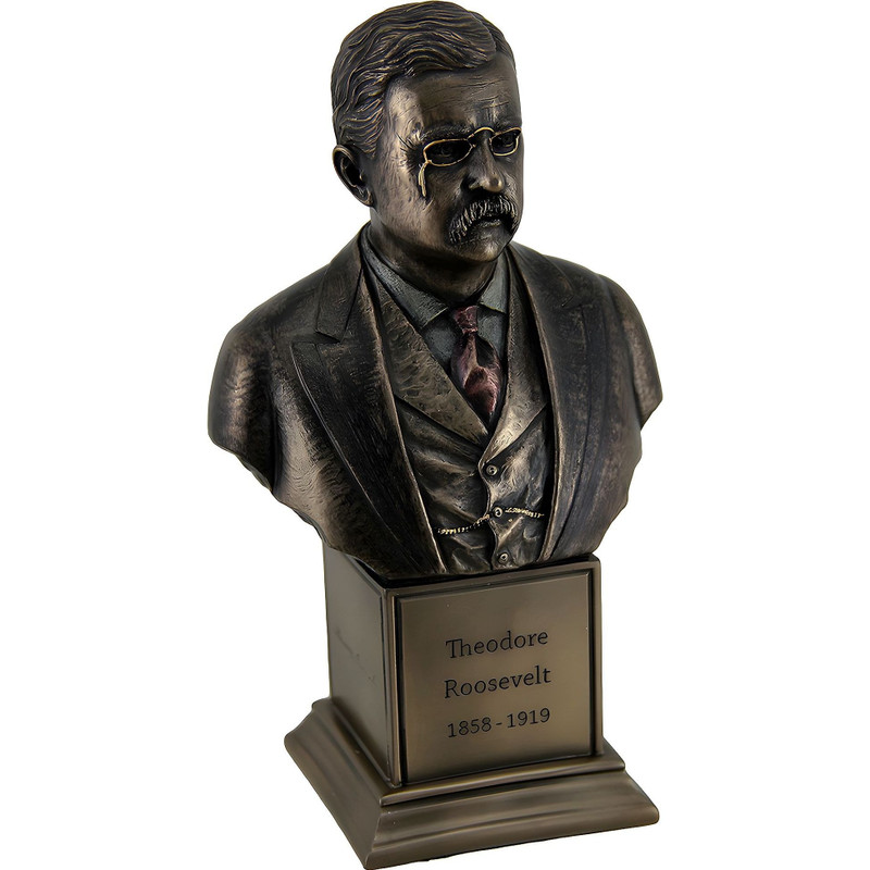 Theodore Roosevelt Bronze Finish Statue On Inscribed Plinth Main image