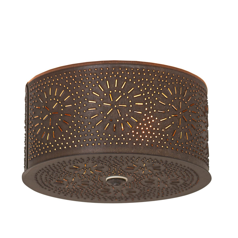 Irvin's Tinware 2-Light Flush Mount Ceiling Light in Kettle Black - 12" Diameter Main image