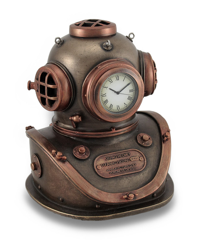 Bronze and Copper Finish Mark V Dive Helmet Desk Clock Main image