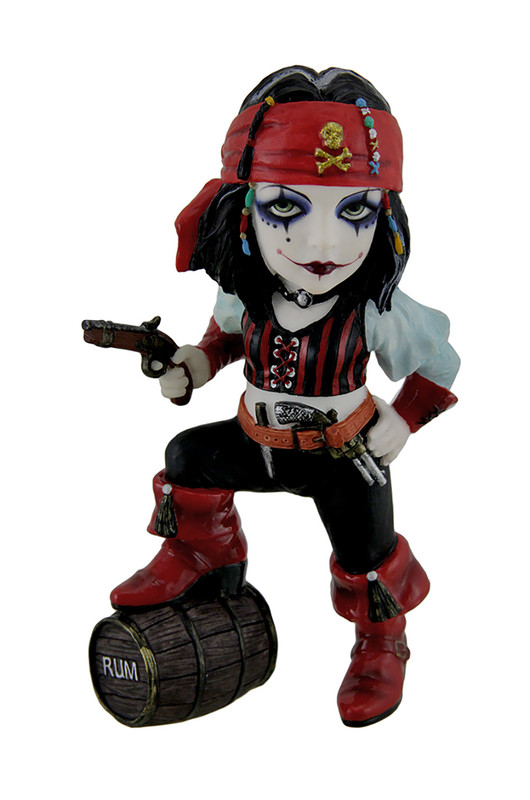 Cosplay Pirate Girl w/ Barrel of Rum Statue Main image