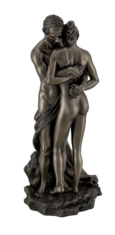 The Lovers Bronze Finished Loving Touching Couple Nude Statue Main image