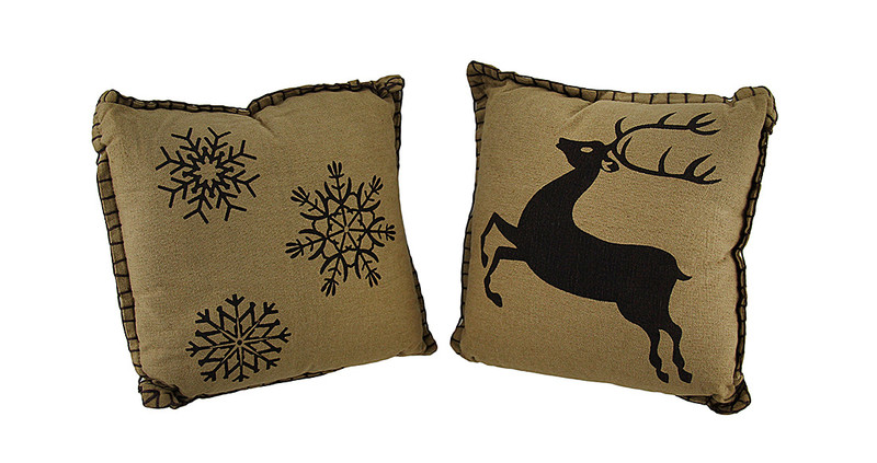 Prancer and Snowflakes Decorative Throw Pillow Set Main image