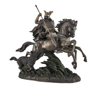 Bronzed Norse God Odin Riding Sleipner Statue Main image