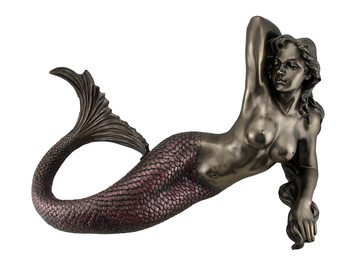 The Bare Sea Goddess Lounging Mermaid Bronze Finish Statue Main image